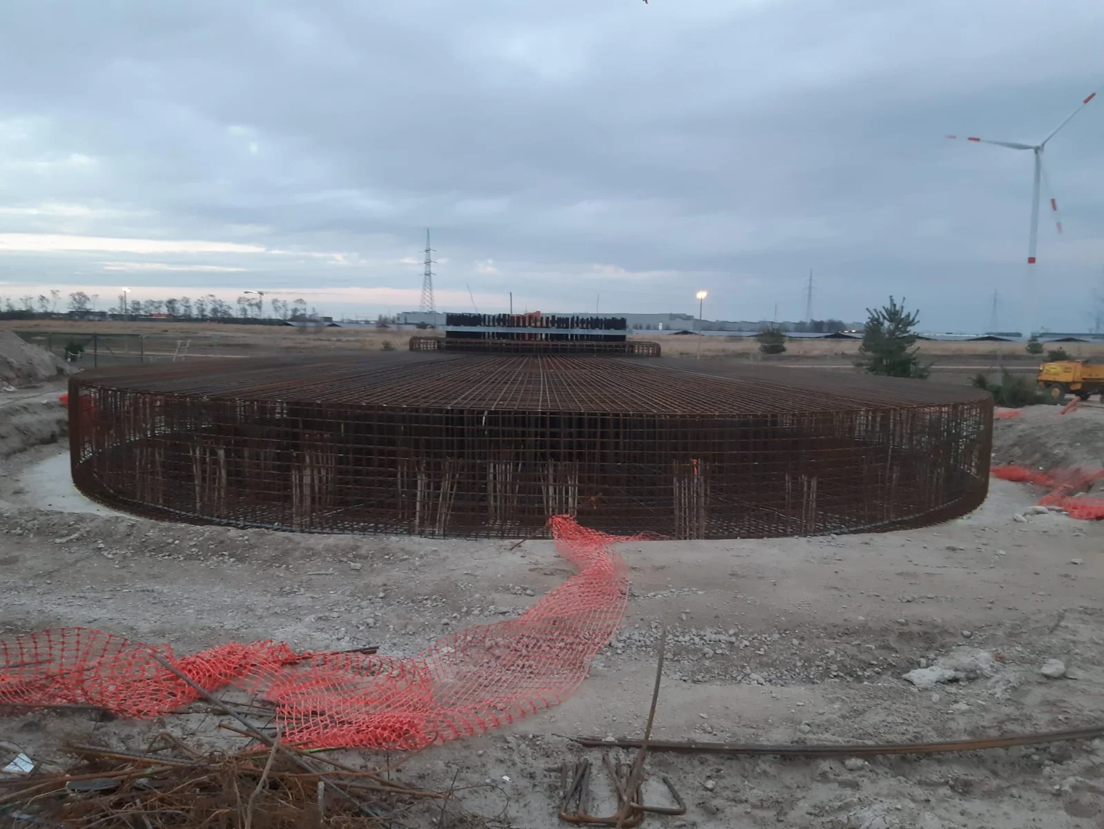 Ronde wapeningsconstructie voor een windturbinefundering