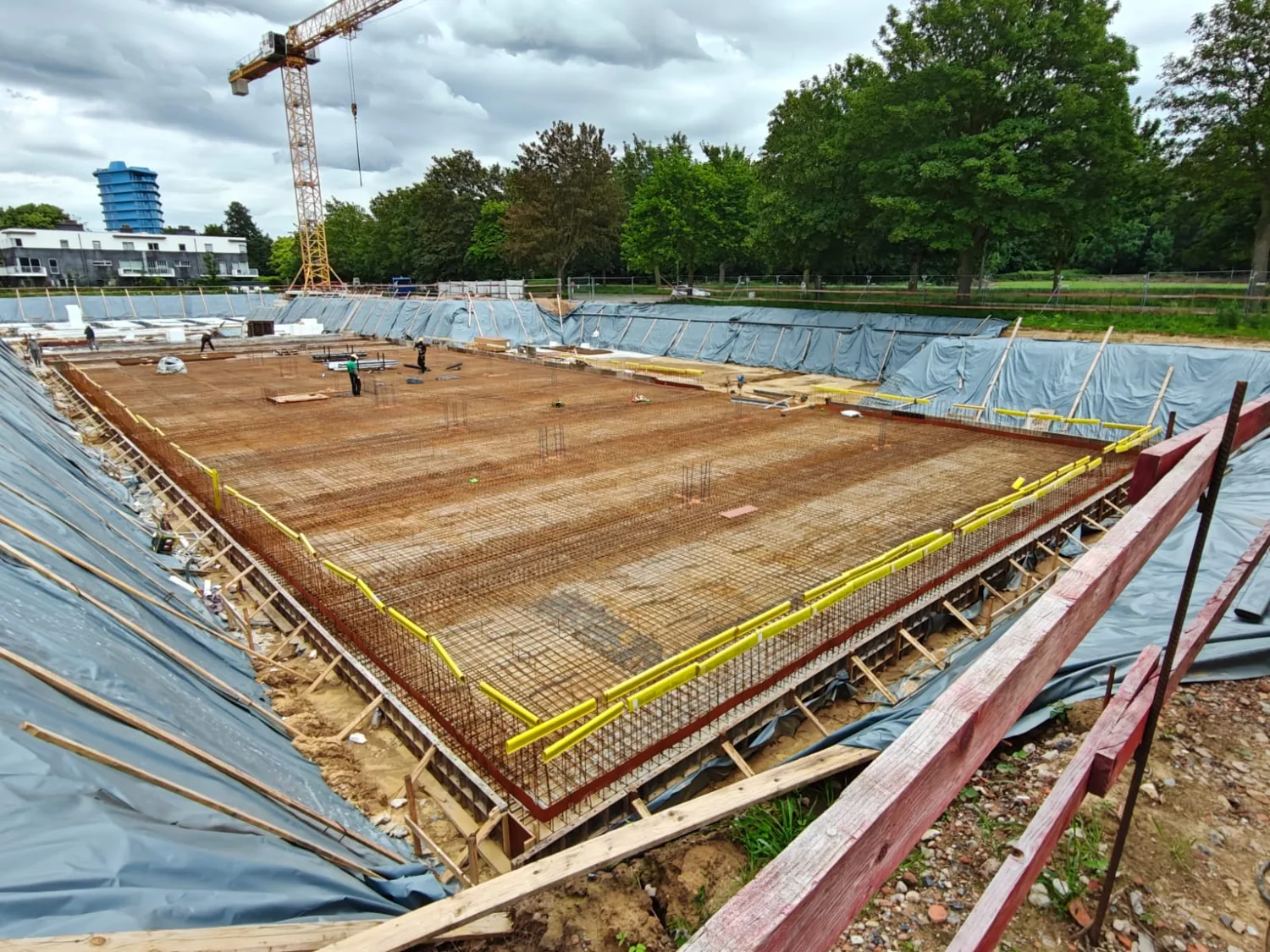 Overzicht van de wapening in de bouwput in Vilvoorde